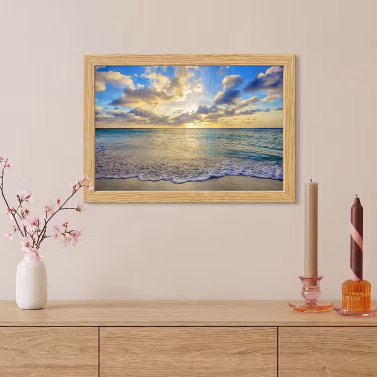 Poster met lijst - Zee - Strand - Wolken - Zon — 5