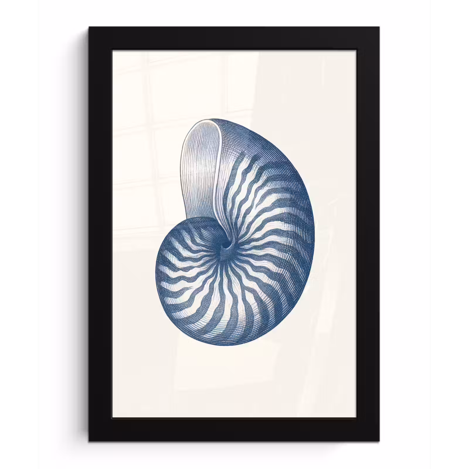 Poster met lijst - Blauw - Schelp - Spiraal — 1