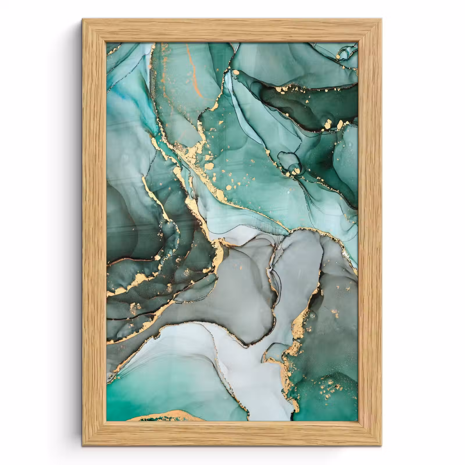 Poster met lijst - Goud - Marmer - Groen - Luxe - Marmerlook - Grijs — 1