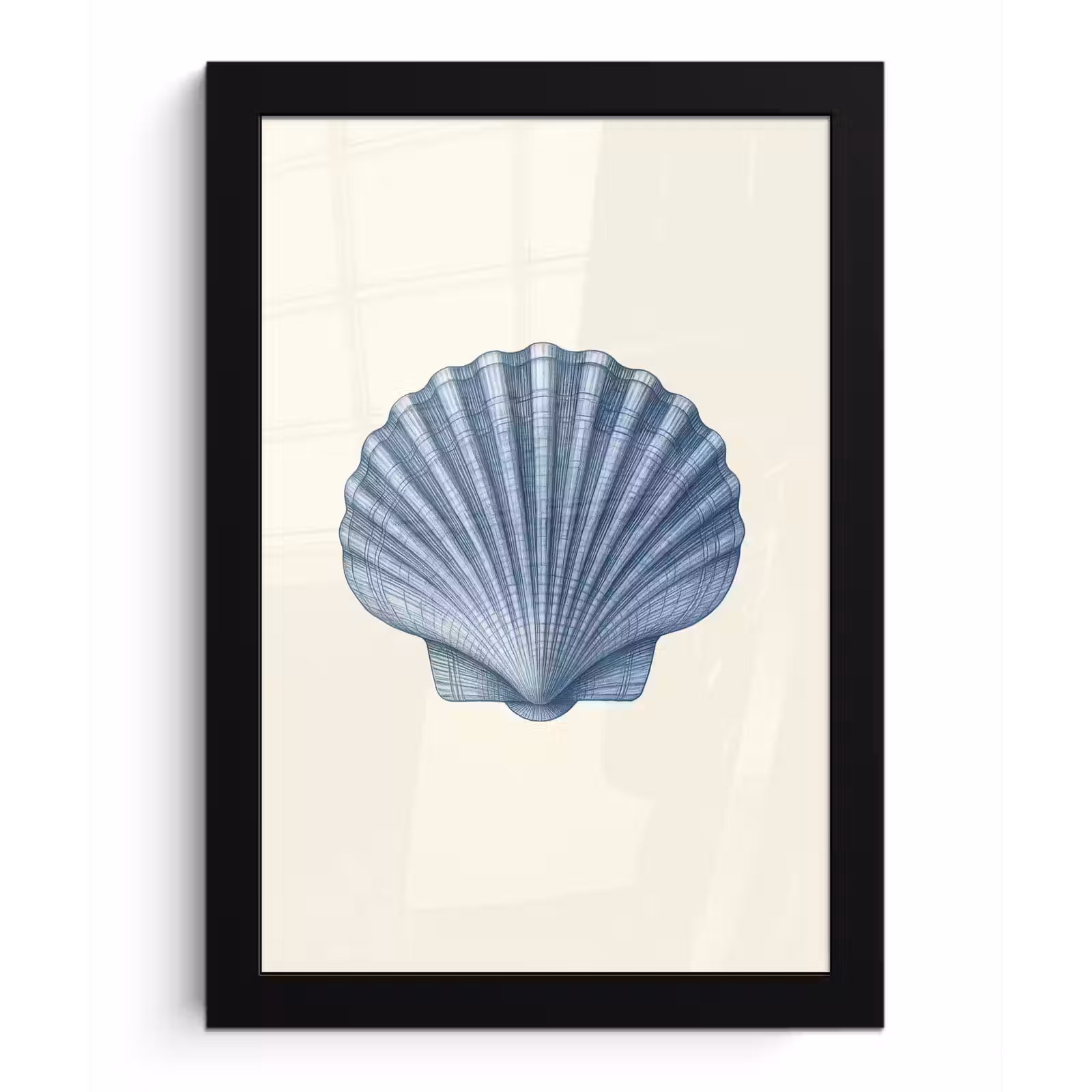 Poster met lijst - Ribbels - Blauw - Schelp — 1