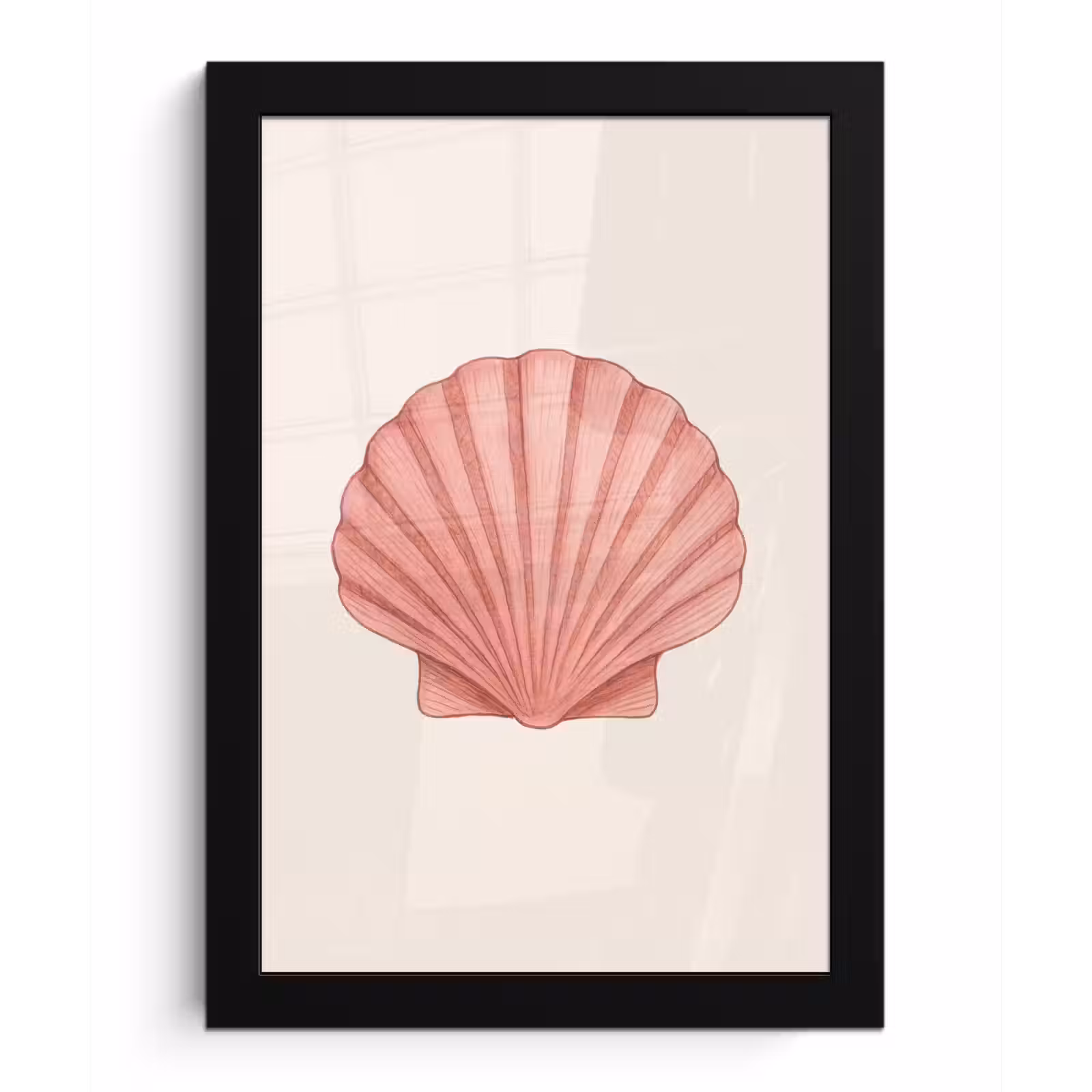 Poster met lijst - Schelp - Roze - Ribbels — 1