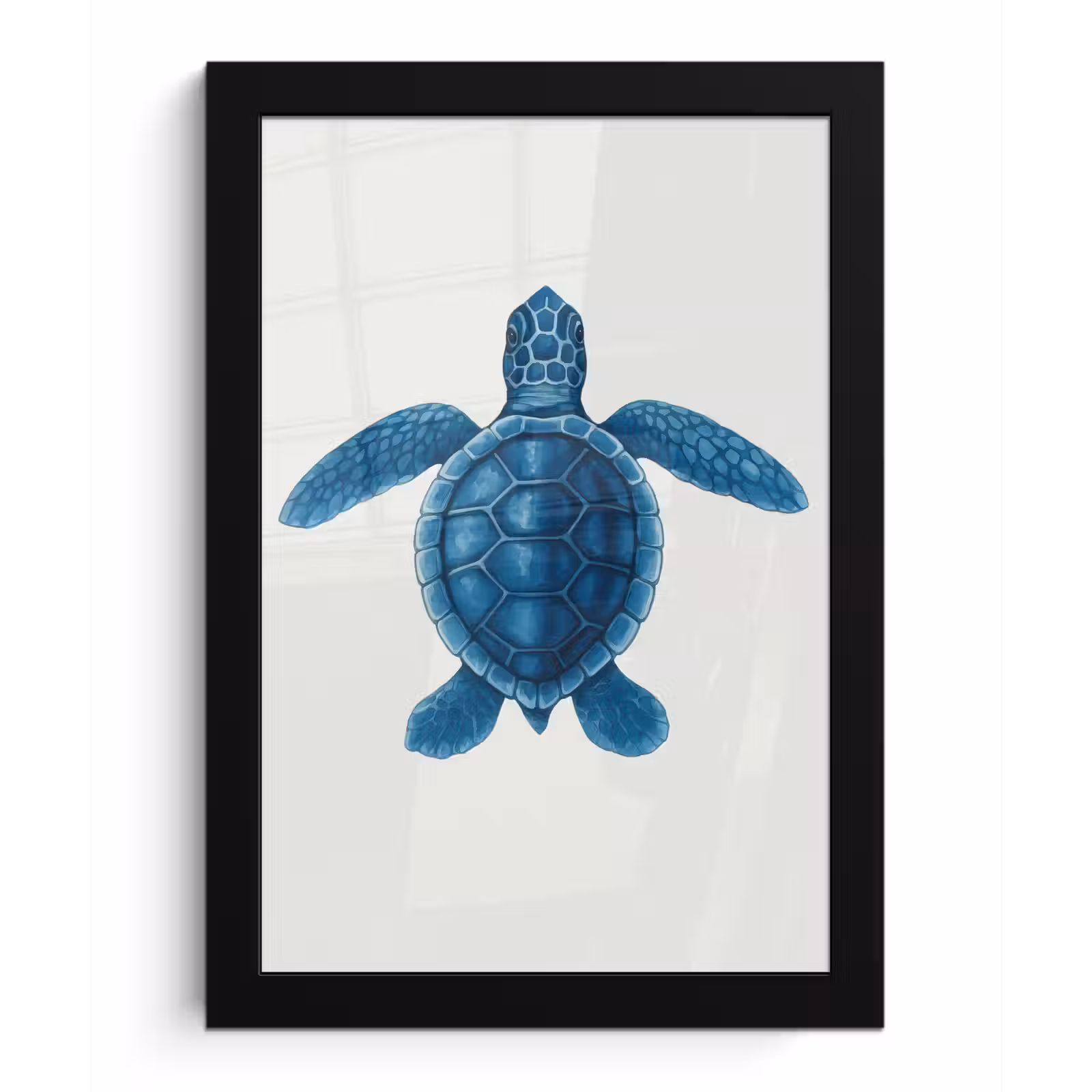 Poster met lijst - Schildpad - Blauw - Schild — 1