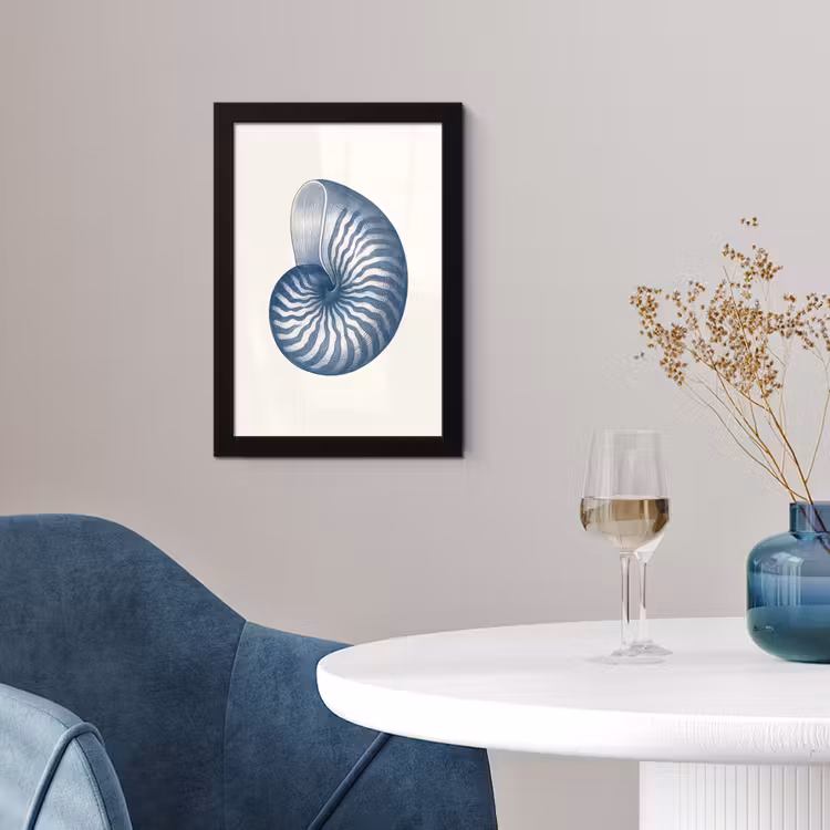 Poster met lijst - Blauw - Schelp - Spiraal — 4