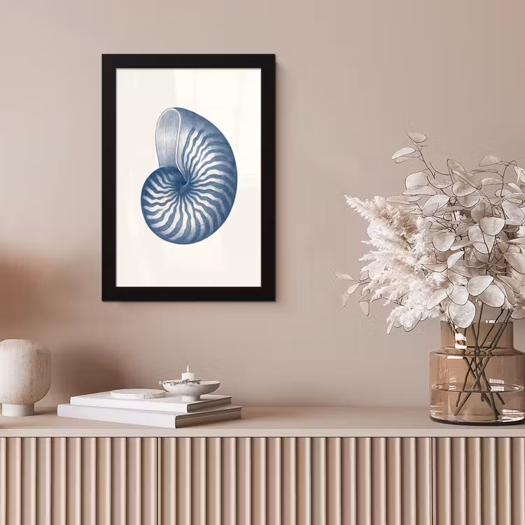 Poster met lijst - Blauw - Schelp - Spiraal — 5
