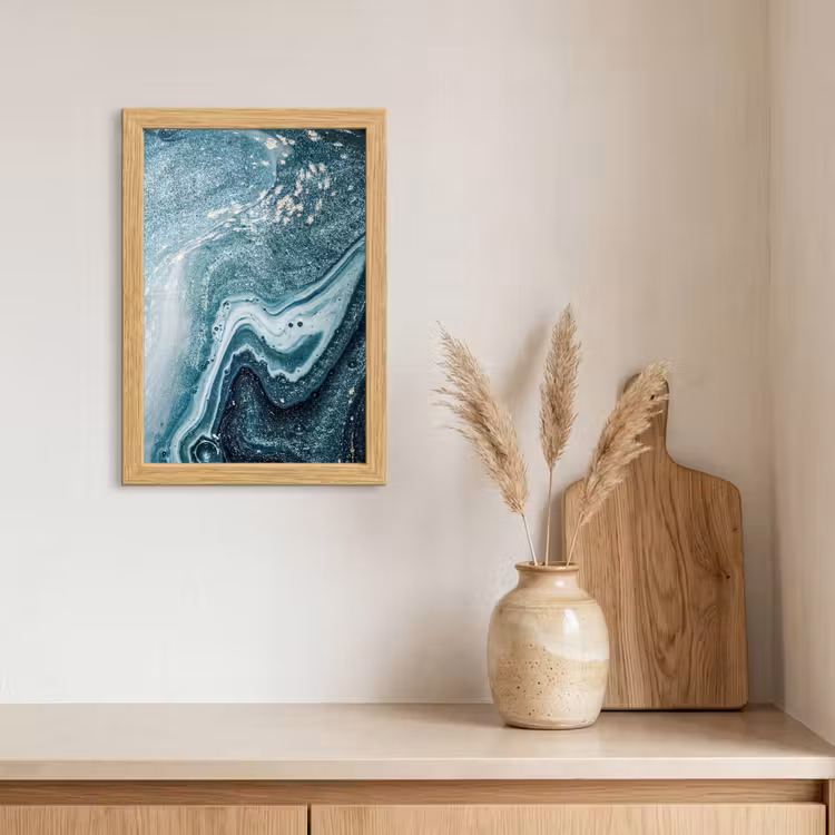 Poster met lijst - Edelstenen - Blauw - Natuur - Marmer - Abstract — 3