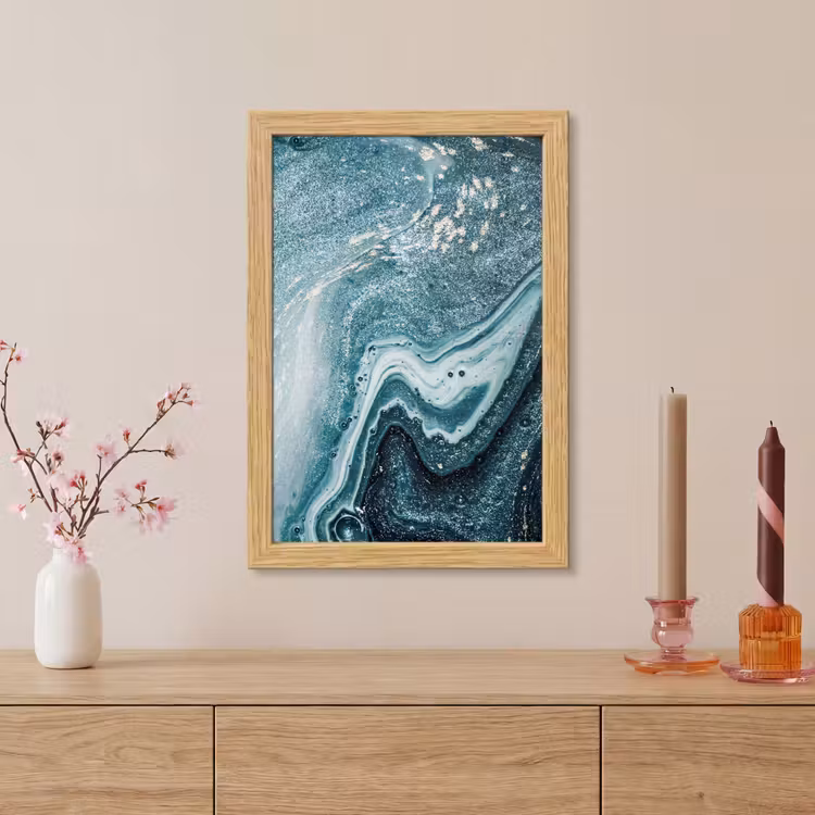Poster met lijst - Edelstenen - Blauw - Natuur - Marmer - Abstract — 5