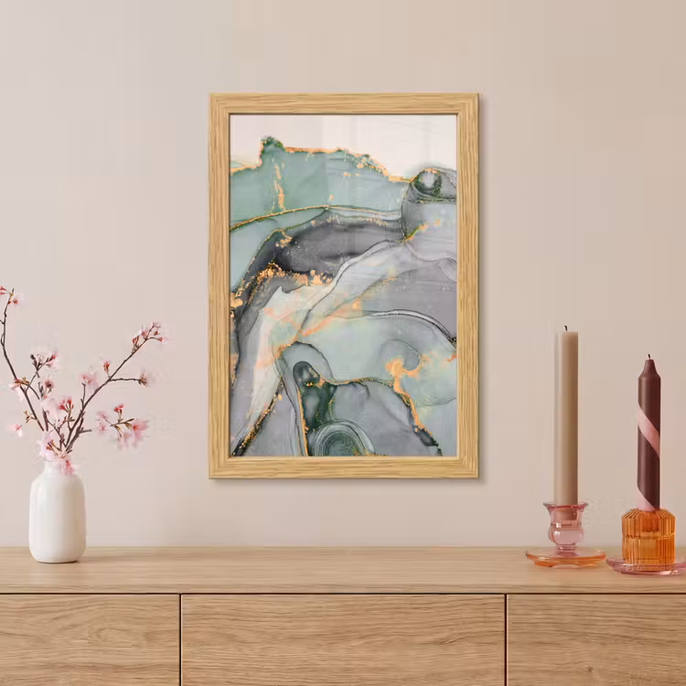 Poster met lijst - Goud - Marmer - Groen - luxe - Glitter - Marmerlook — 5