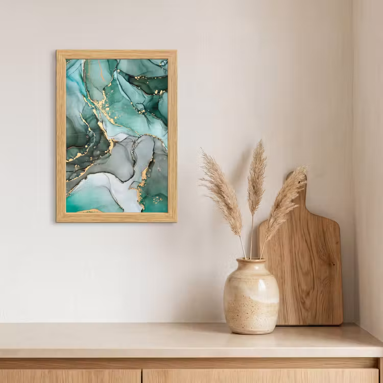 Poster met lijst - Goud - Marmer - Groen - Luxe - Marmerlook - Grijs — 3