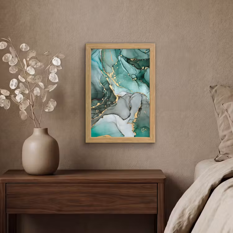 Poster met lijst - Goud - Marmer - Groen - Luxe - Marmerlook - Grijs — 4