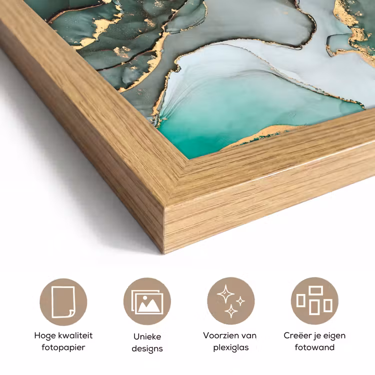 Poster met lijst - Goud - Marmer - Groen - Luxe - Marmerlook - Grijs — 6