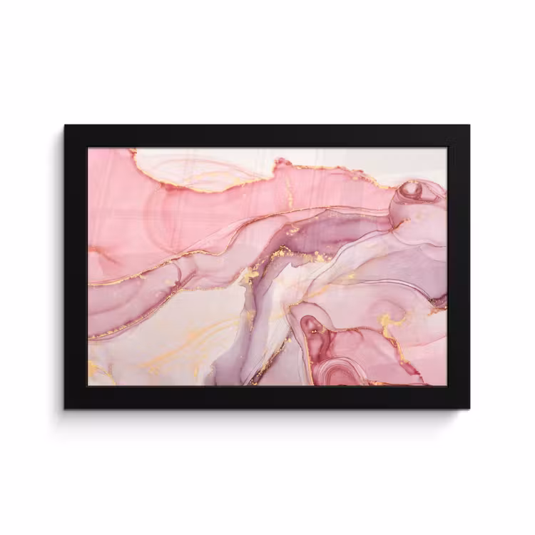 Poster met lijst - Goud - Marmer - Roze