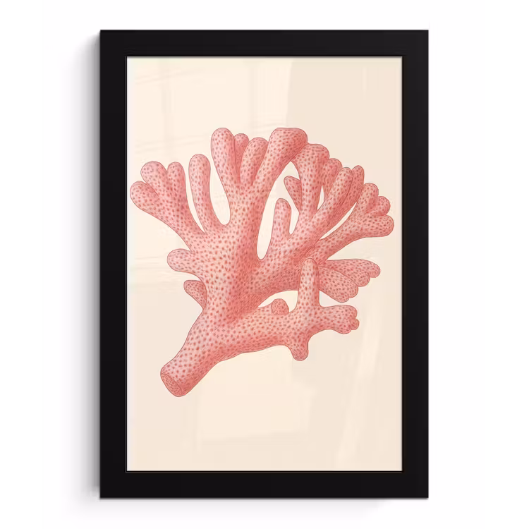 Poster met lijst - Koraal - Stipjes - Roze — 1