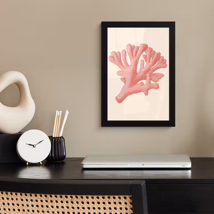 Poster met lijst - Koraal - Stipjes - Roze — 2