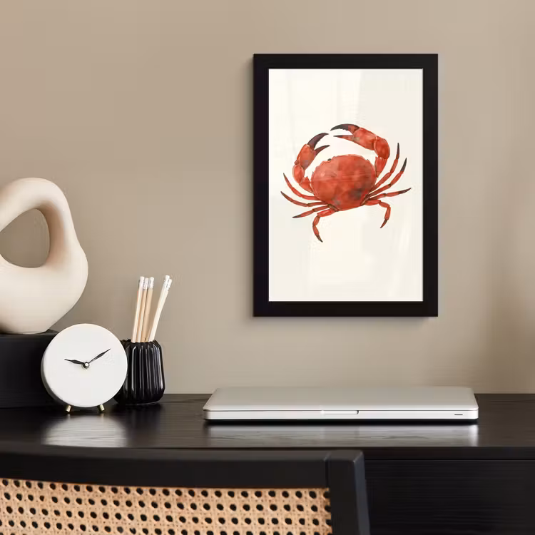 Poster met lijst - Krab - Felrood - Poten — 2