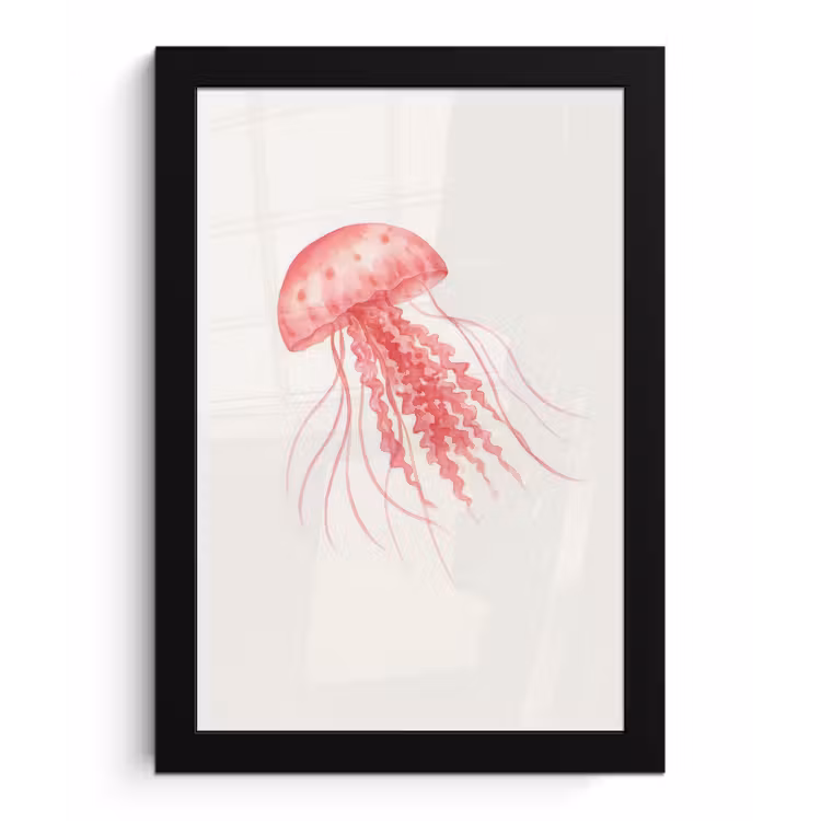 Poster met lijst - Kwal - Tentakels - Roze — 1