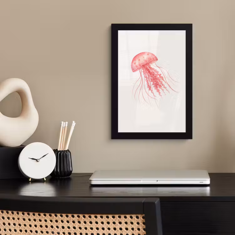 Poster met lijst - Kwal - Tentakels - Roze — 2
