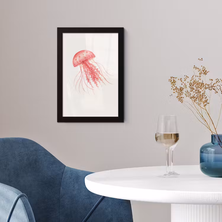 Poster met lijst - Kwal - Tentakels - Roze — 4