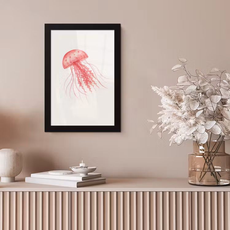 Poster met lijst - Kwal - Tentakels - Roze — 5