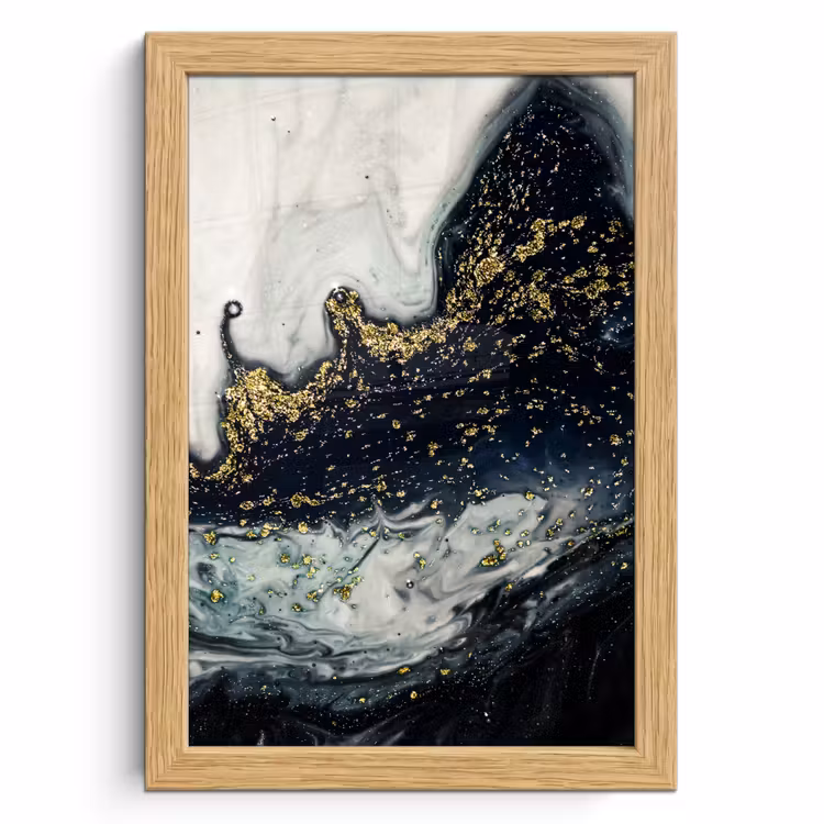 Poster met lijst - Marmer - Abstract - Goud - Luxe — 1