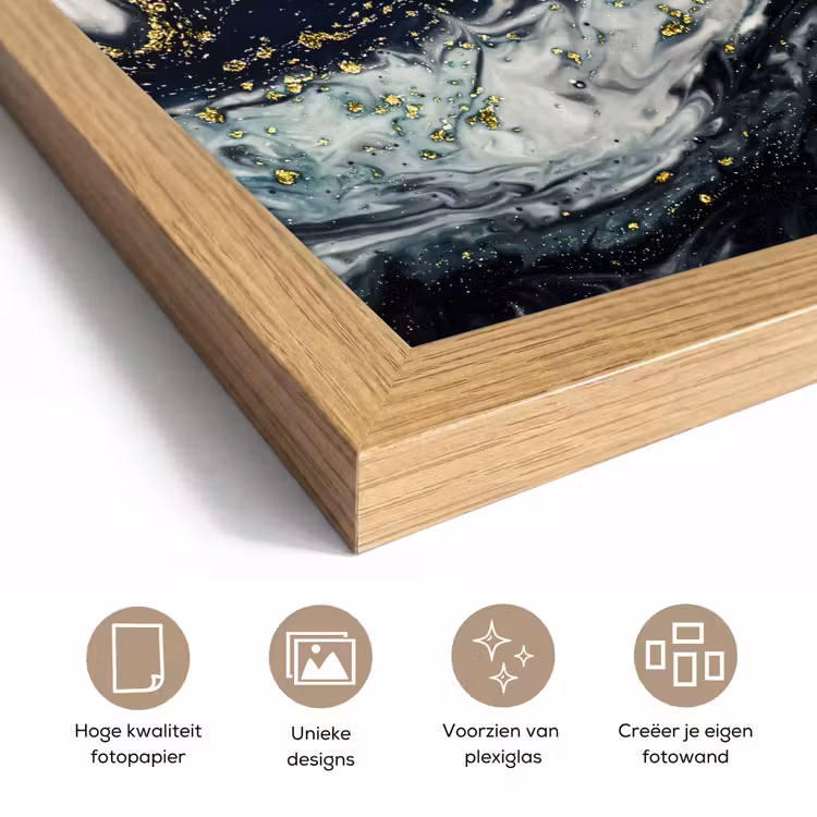 Poster met lijst - Marmer - Abstract - Goud - Luxe — 6