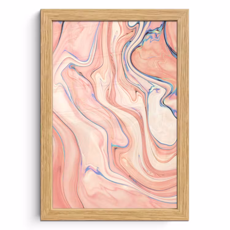 Poster met lijst - Marmer - Pastel - Roze - Blauw - Marmerlook - Abstract — 1