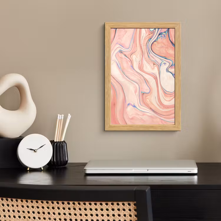 Poster met lijst - Marmer - Pastel - Roze - Blauw - Marmerlook - Abstract — 2