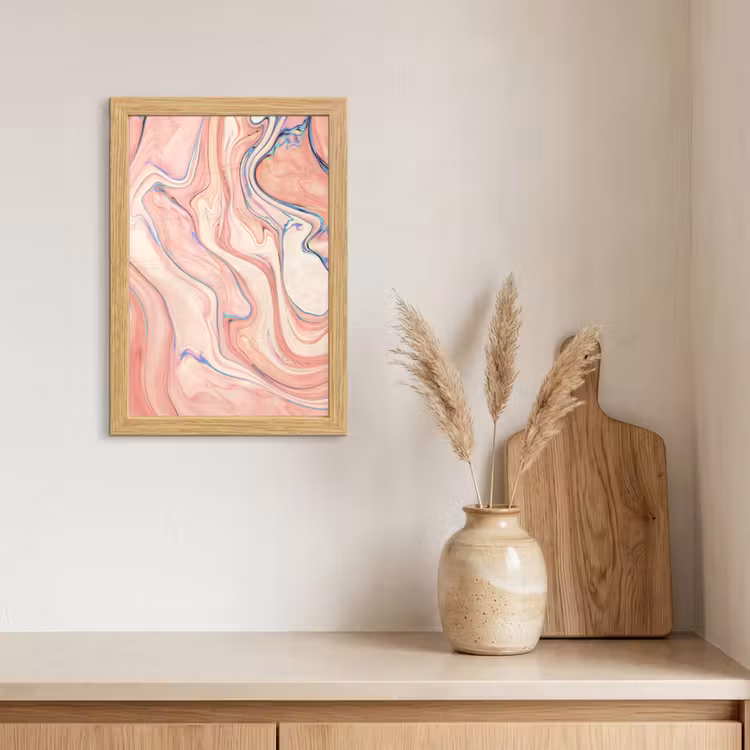 Poster met lijst - Marmer - Pastel - Roze - Blauw - Marmerlook - Abstract — 3
