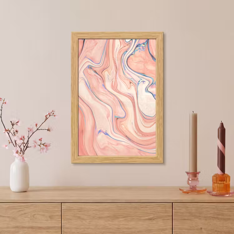 Poster met lijst - Marmer - Pastel - Roze - Blauw - Marmerlook - Abstract — 5