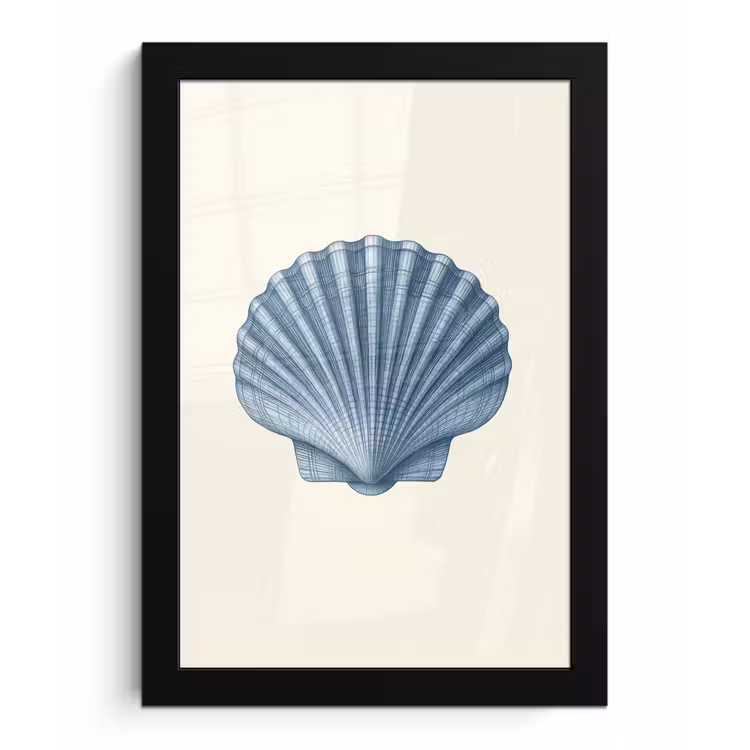 Poster met lijst - Ribbels - Blauw - Schelp — 1