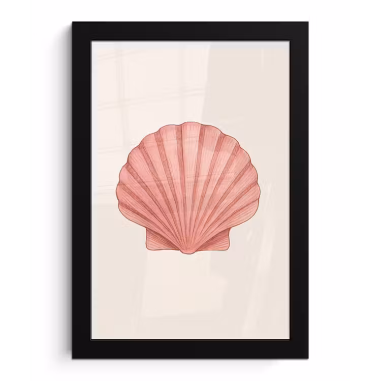 Poster met lijst - Schelp - Roze - Ribbels — 1