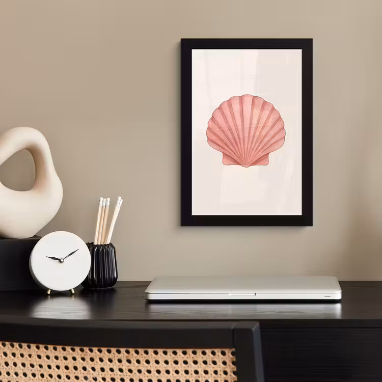Poster met lijst - Schelp - Roze - Ribbels — 2