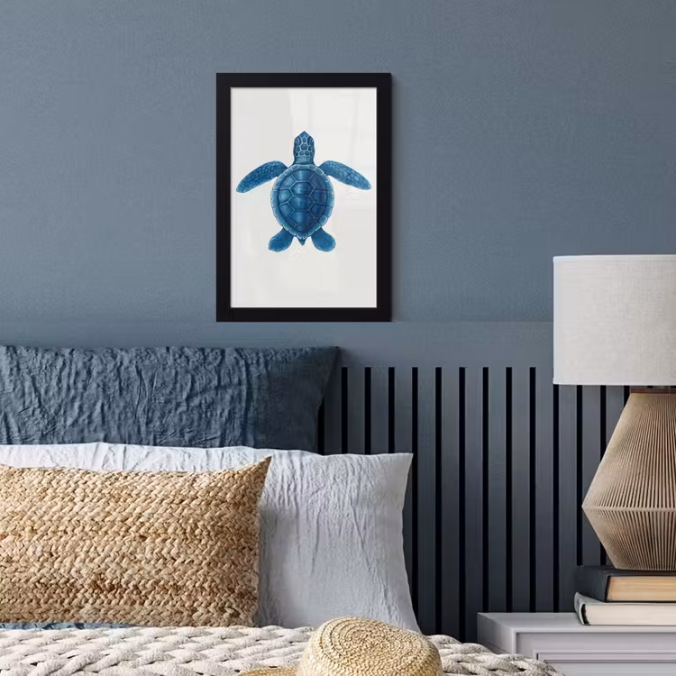 Poster met lijst - Schildpad - Blauw - Schild — 3