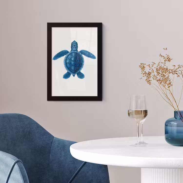 Poster met lijst - Schildpad - Blauw - Schild — 4