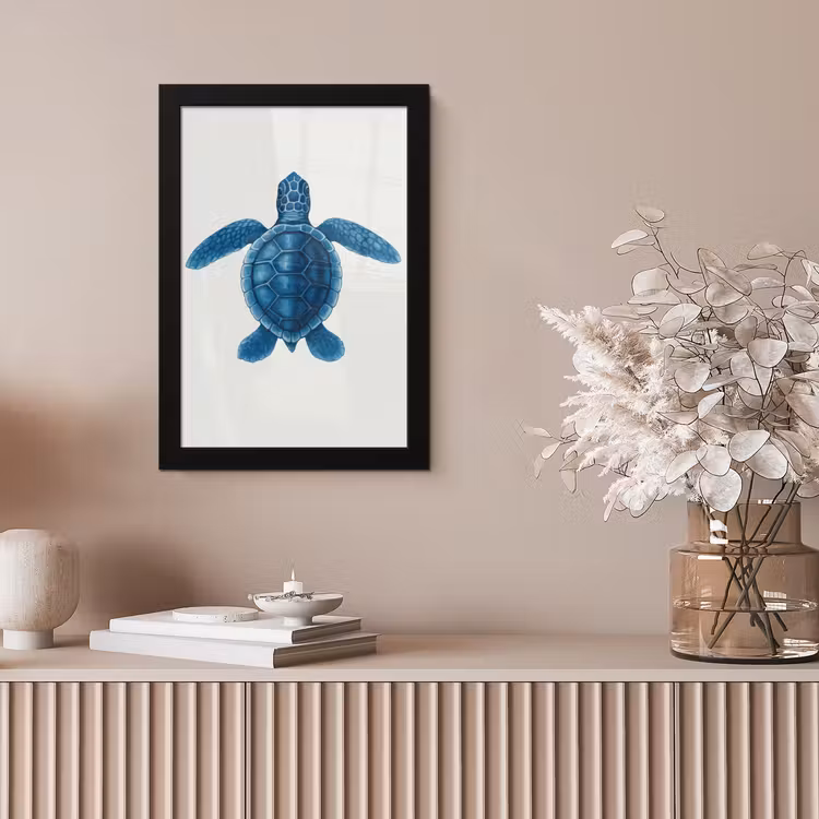 Poster met lijst - Schildpad - Blauw - Schild — 5
