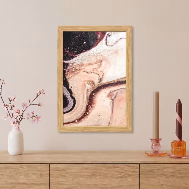 Poster met lijst - Steen - Marmer - Edelsteen - Abstract - Natuur - Roze — 5