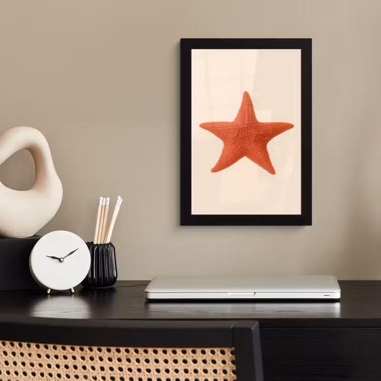 Poster met lijst - Zeester - Bobbels - Rood — 2