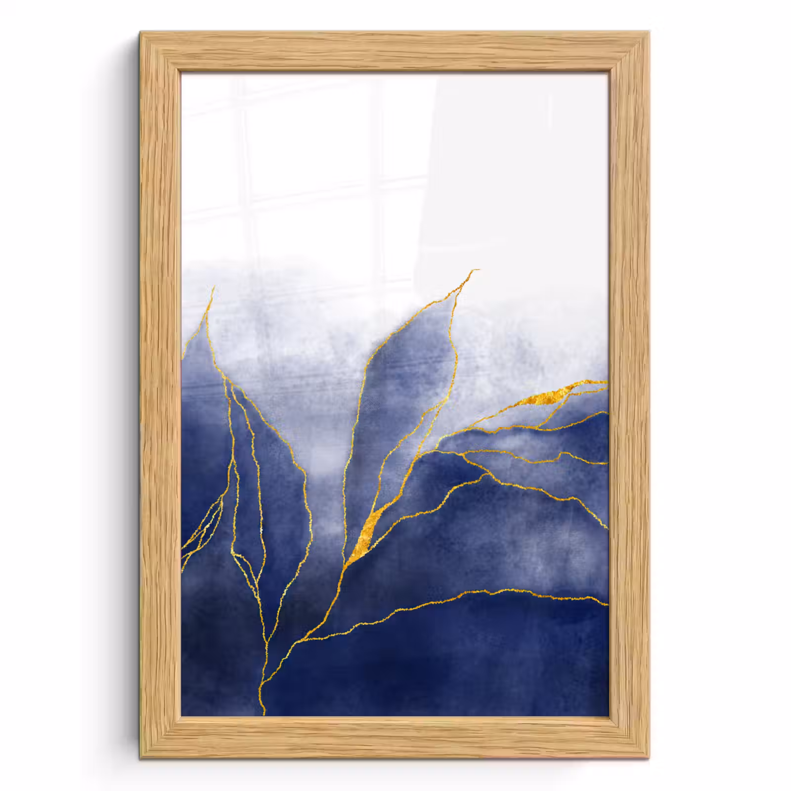 Poster met lijst - Marmer - Blauw - Marmerlook - Goud - Textuur — 1