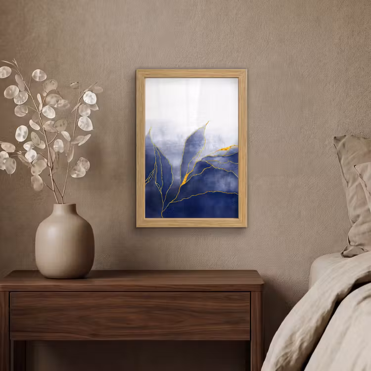 Poster met lijst - Marmer - Blauw - Marmerlook - Goud - Textuur — 4