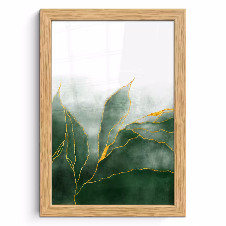 Poster met lijst - Marmer - Groen - Luxe - Goud - Marmerlook — 1