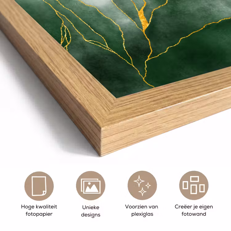 Poster met lijst - Marmer - Groen - Luxe - Goud - Marmerlook — 6