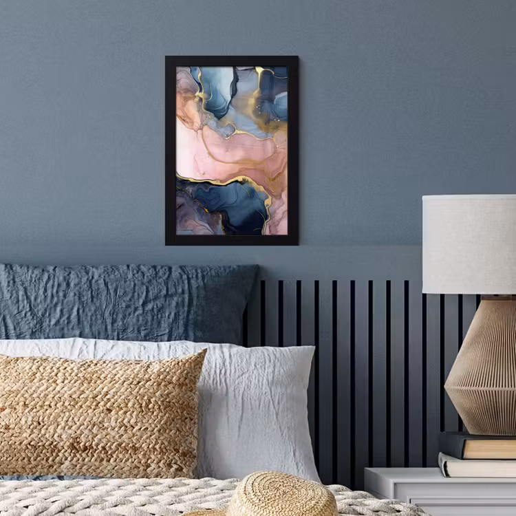 Poster met lijst - Abstracte Alcohol Inkt Gouden Details — 3