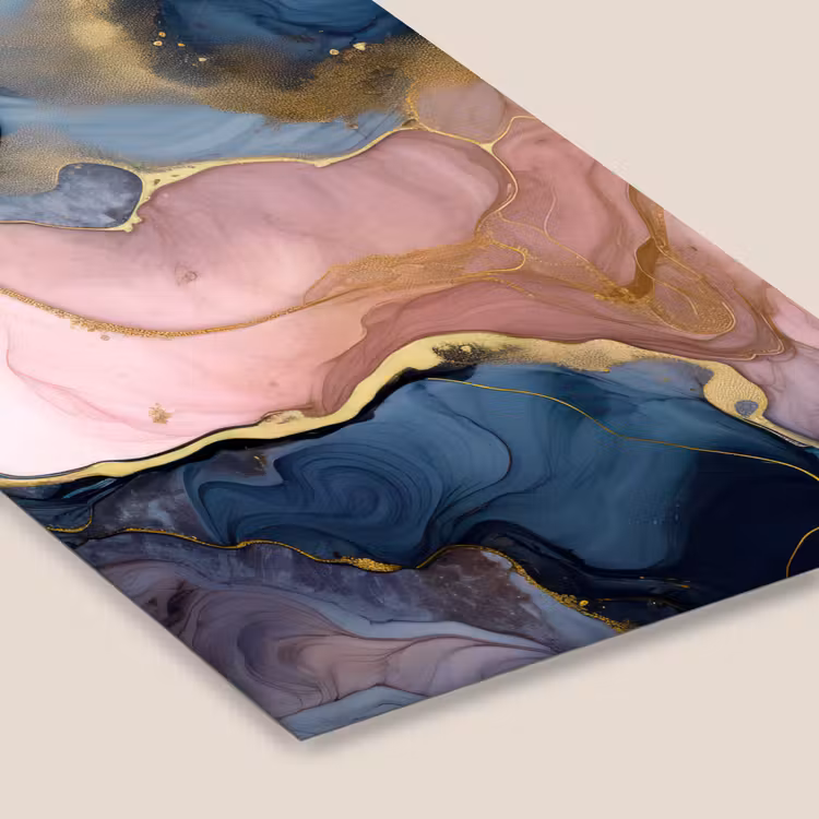 Poster met lijst - Abstracte Alcohol Inkt Gouden Details — 7