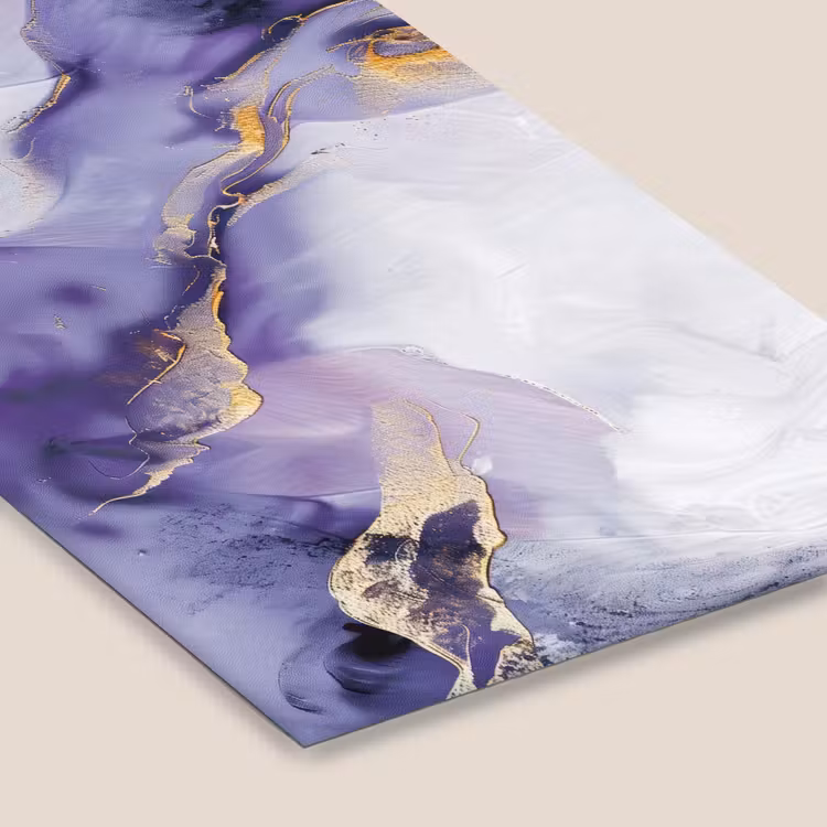 Poster met lijst - Abstracte Verfstreken Paars Goud — 7
