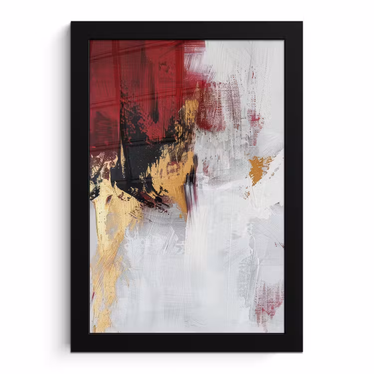 Poster met lijst - Rood - Marmer - Abstract - Goud - Modern