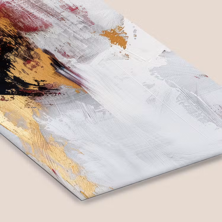 Poster met lijst - Abstracte Verfstreken Bordeaux Goud — 7