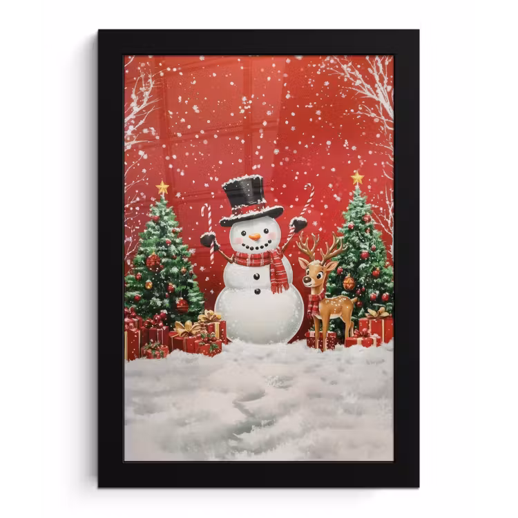 Poster met lijst - Feestvreugde - Winterbos - Kleurrijk — 1