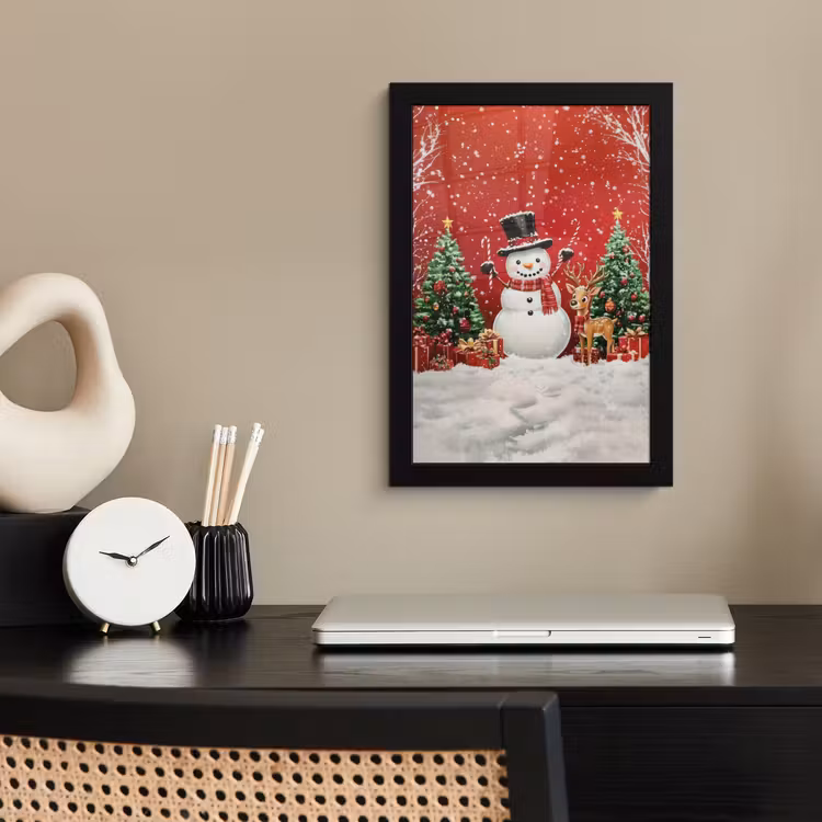 Poster met lijst - Feestvreugde - Winterbos - Kleurrijk — 2