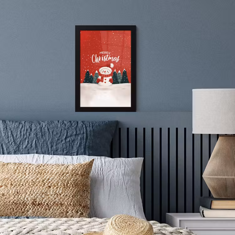 Poster met lijst - Kerstgroet - Sneeuw - Rood — 3