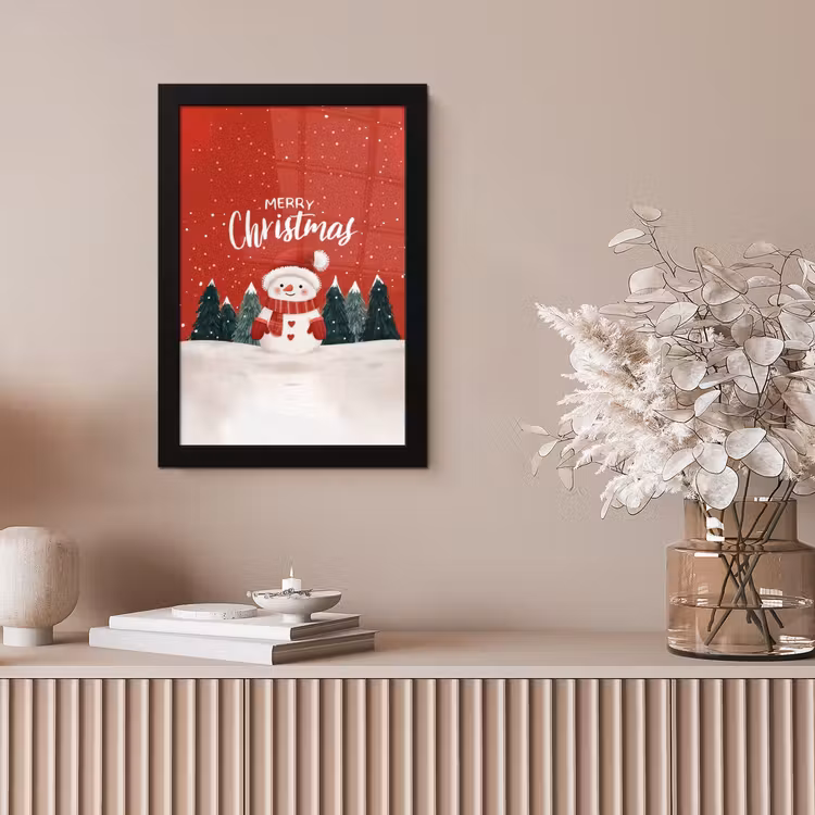 Poster met lijst - Kerstgroet - Sneeuw - Rood — 5