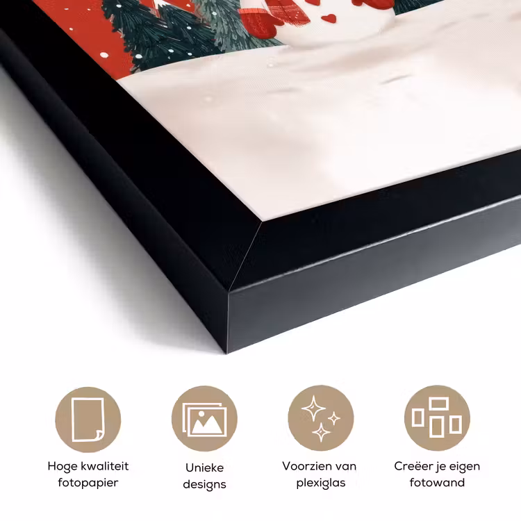 Poster met lijst - Kerstgroet - Sneeuw - Rood — 6